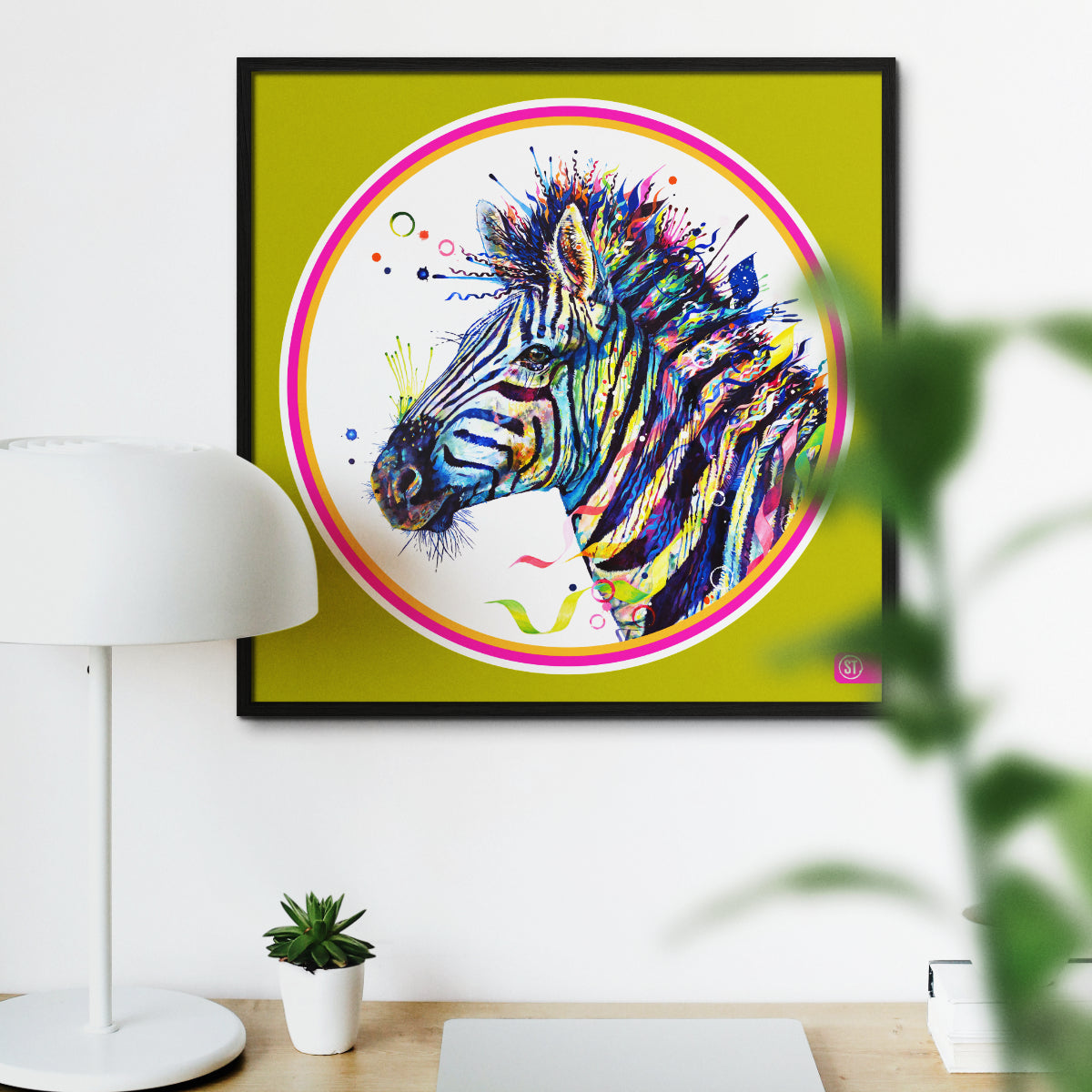 Debra the Zebra Colour Pop Edition Framed Print