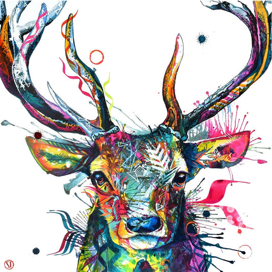 colourful stag painting