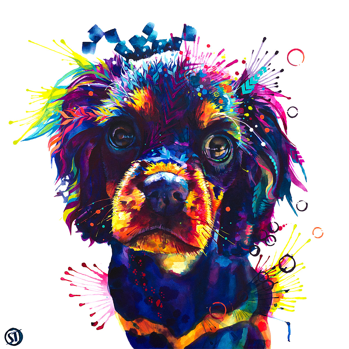 Wallart | Dog Drawings | Pet Portraits | Abstract Animal Art | Framed Wall Art 