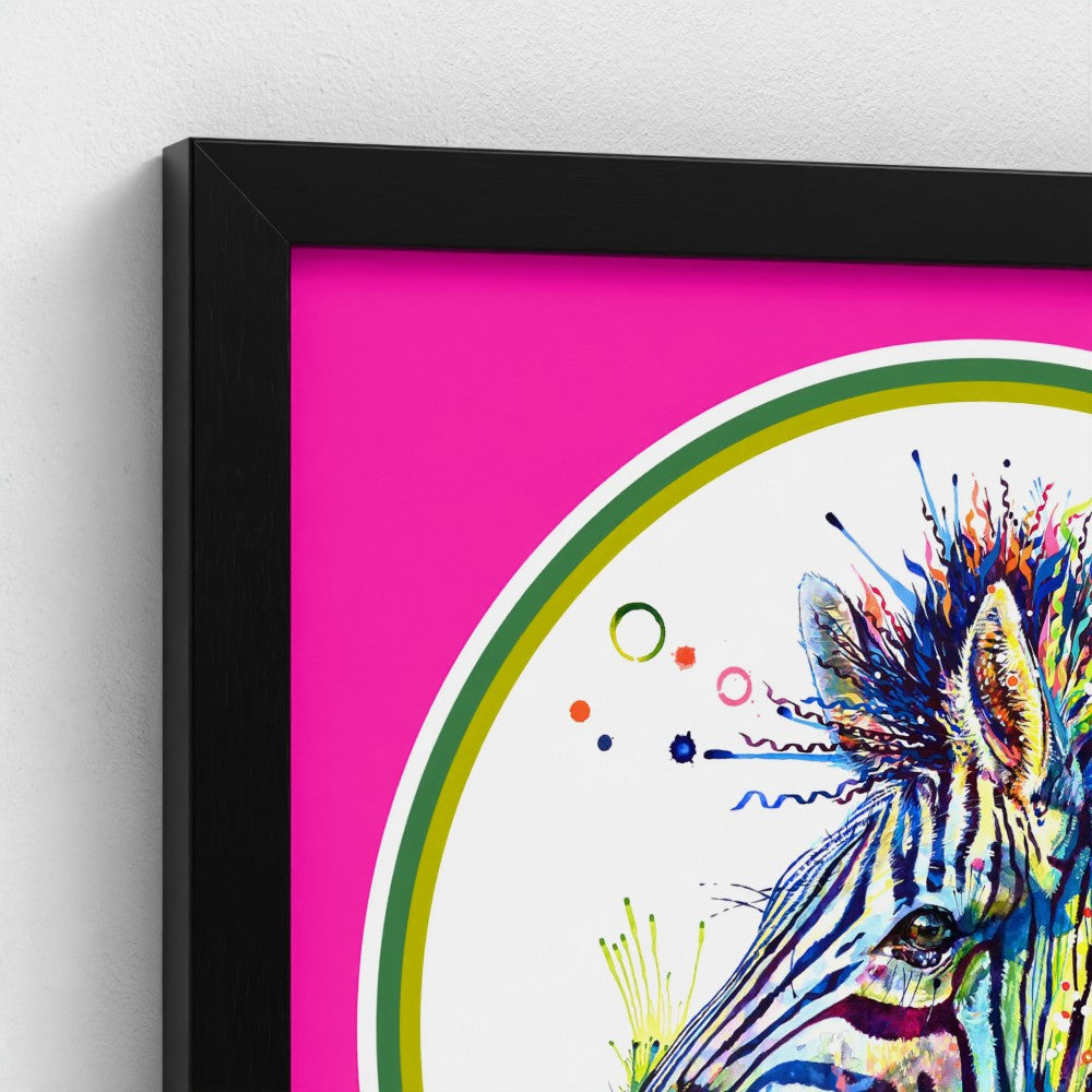 Debra the Zebra Colour Pop Edition Framed Print