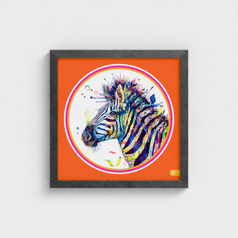 Debra the Zebra Colour Pop Edition Framed Print