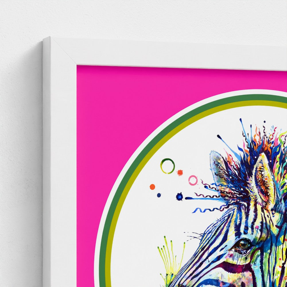 Debra the Zebra Colour Pop Edition Framed Print