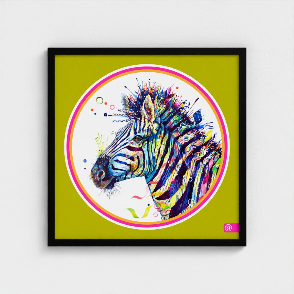 Debra the Zebra Colour Pop Edition Framed Print