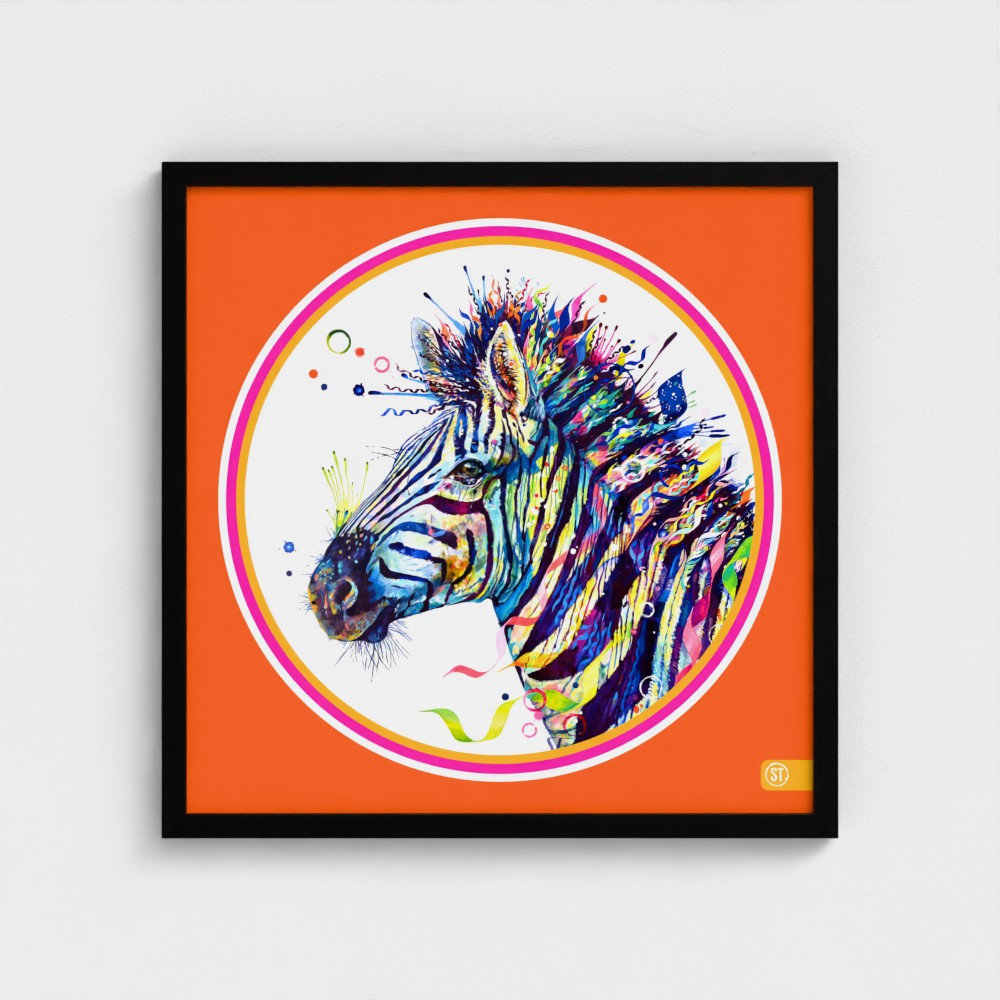 Debra the Zebra Colour Pop Edition Framed Print