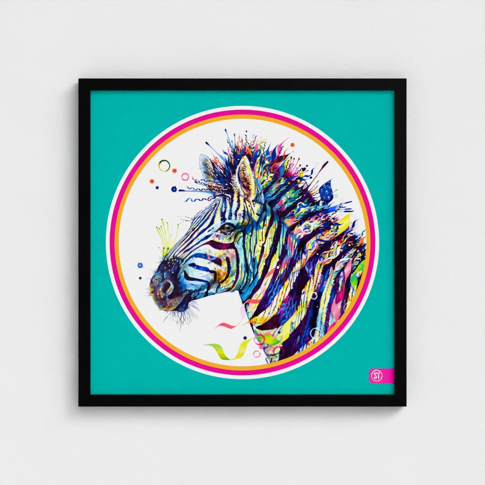 Debra the Zebra Colour Pop Edition Framed Print