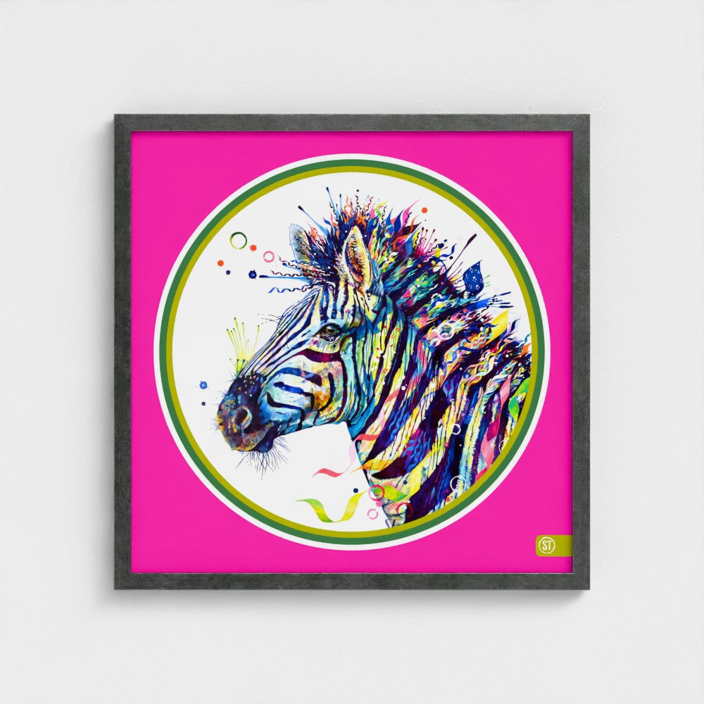 Debra the Zebra Colour Pop Edition Framed Print