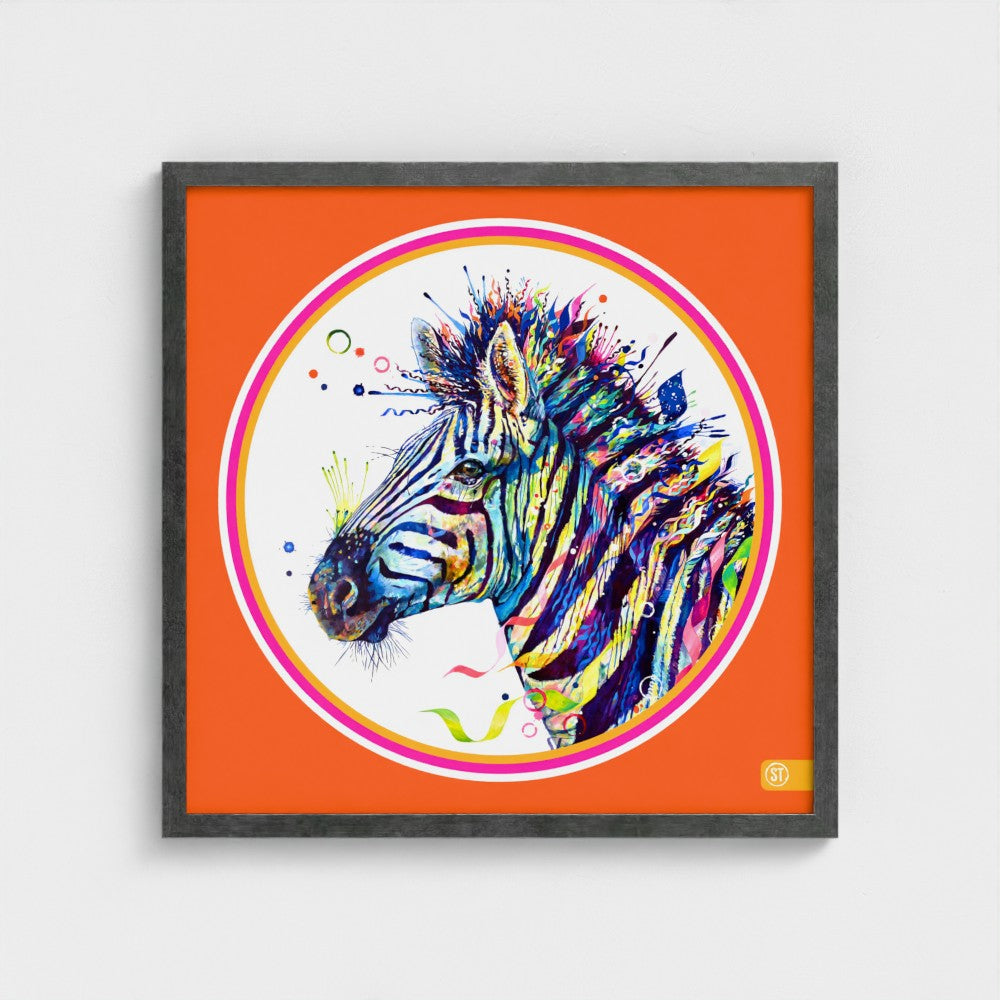 Debra the Zebra Colour Pop Edition Framed Print