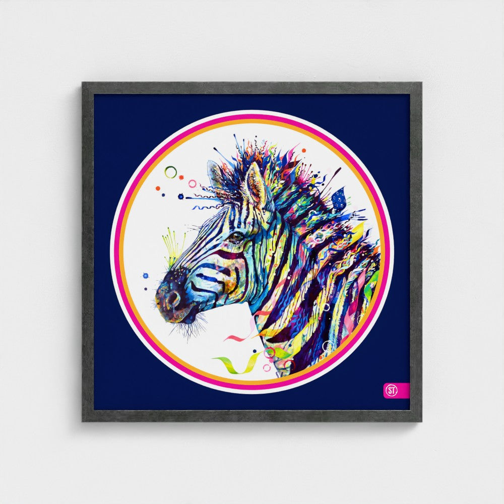 Debra the Zebra Colour Pop Edition Framed Print