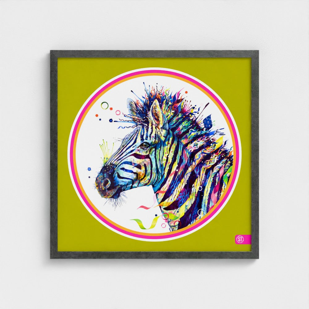 Debra the Zebra Colour Pop Edition Framed Print
