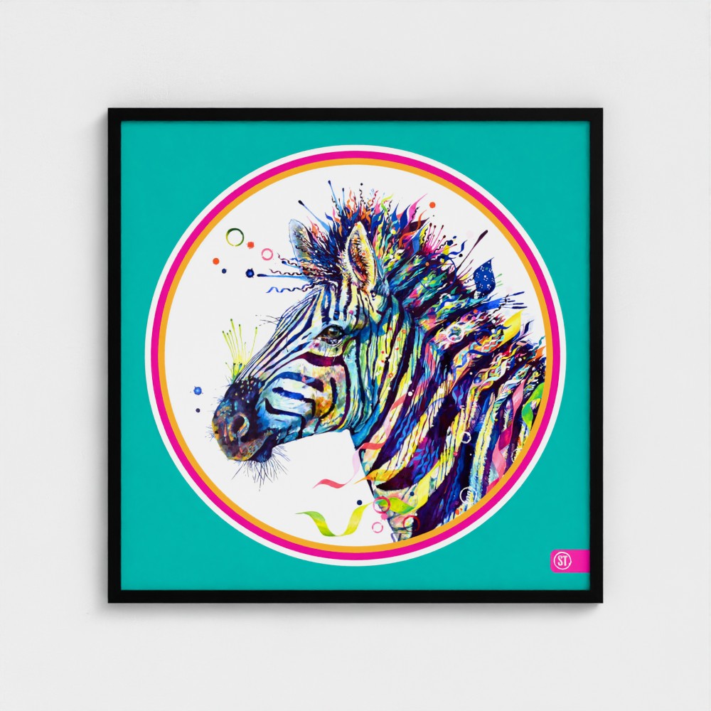 Debra the Zebra Colour Pop Edition Framed Print