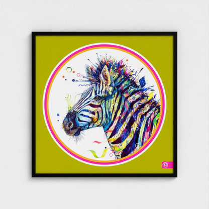 Debra the Zebra Colour Pop Edition Framed Print