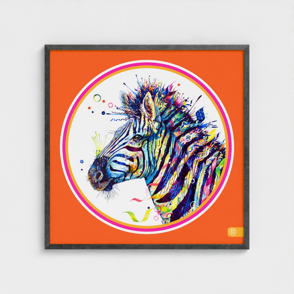 Debra the Zebra Colour Pop Edition Framed Print