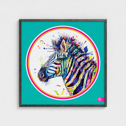Debra the Zebra Colour Pop Edition Framed Print