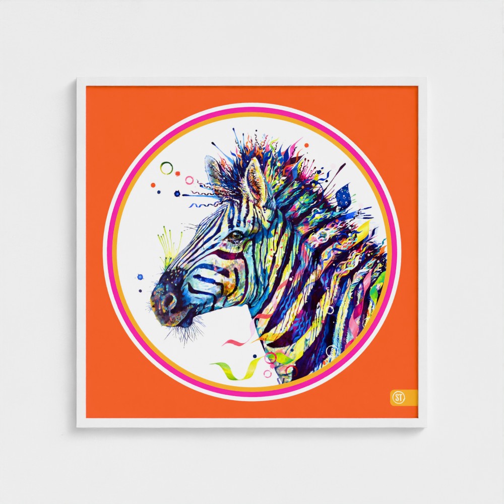 Debra the Zebra Colour Pop Edition Framed Print