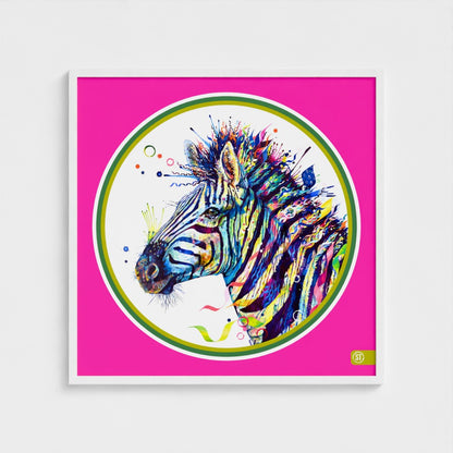Debra the Zebra Colour Pop Edition Framed Print