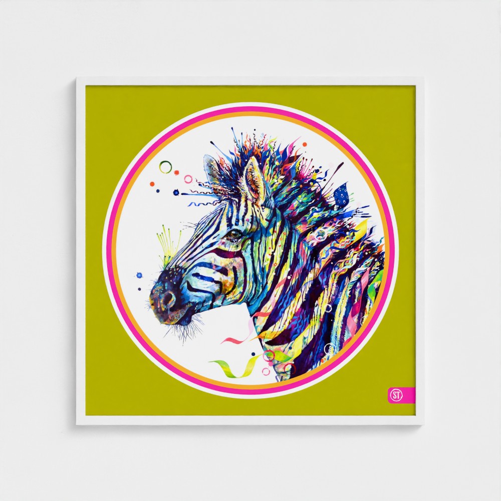 Debra the Zebra Colour Pop Edition Framed Print