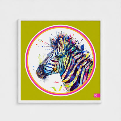 Debra the Zebra Colour Pop Edition Framed Print