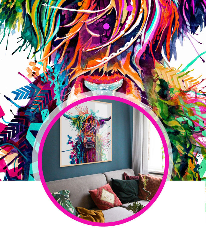 Highland Cow Painting | Highland Cow Painting (UK) | Animal Artwork | Highland Cattle Cushions | Sarah Taylor