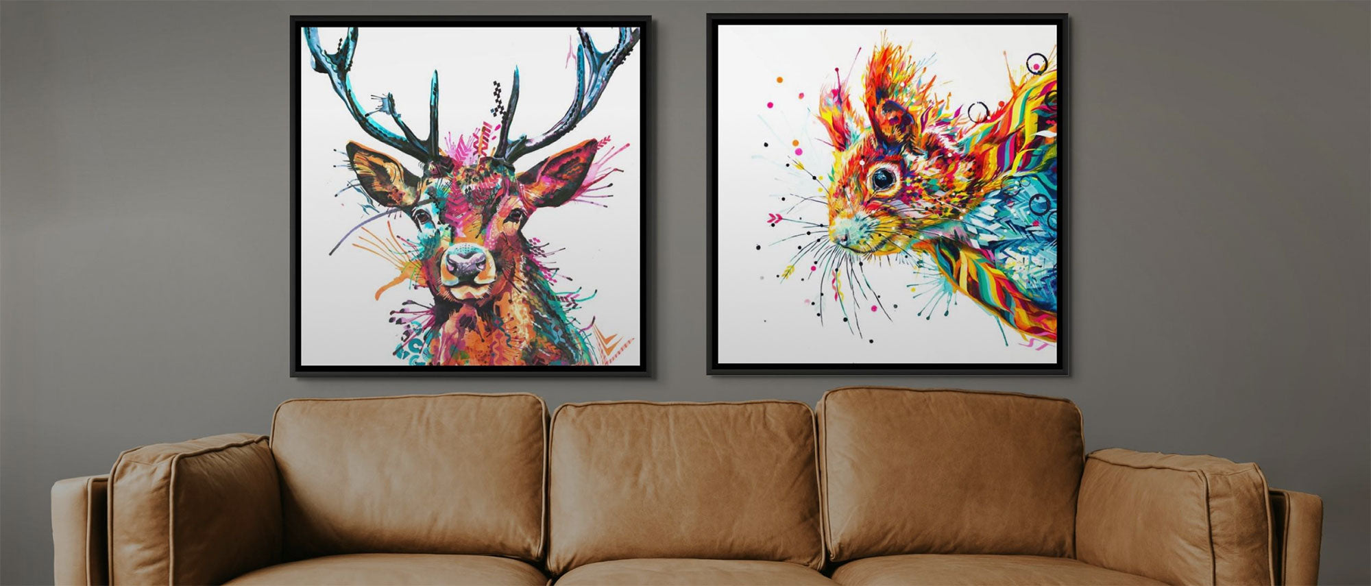 Animal Art by Sarah Taylor Art | Animal Wall Art For Living Room | Colourful Highland Cow Paintings