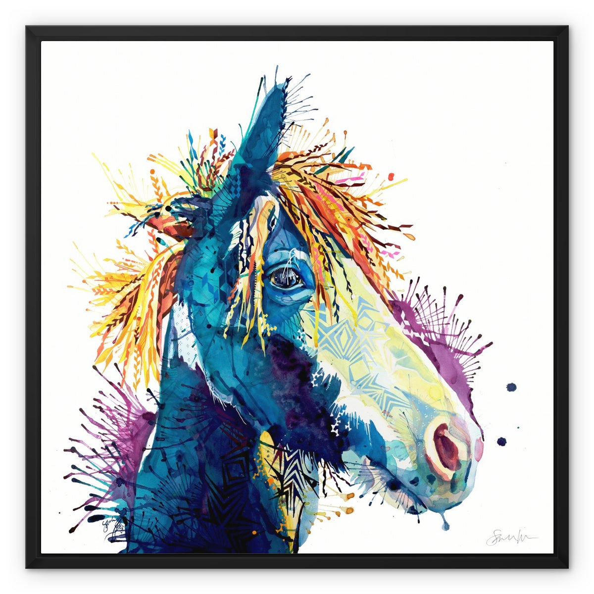 The Dark Horse Framed Canvas-Fine art-Sarah Taylor Art