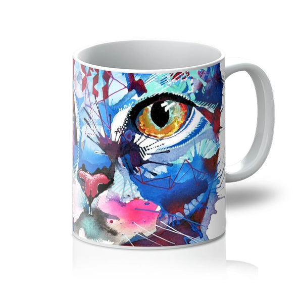 Cat Artwork | Animal On Mugs | Animal Mugs | Cat Portrait | Cat Painting | Animal Art | Colourful Animal Art | Abstract Art