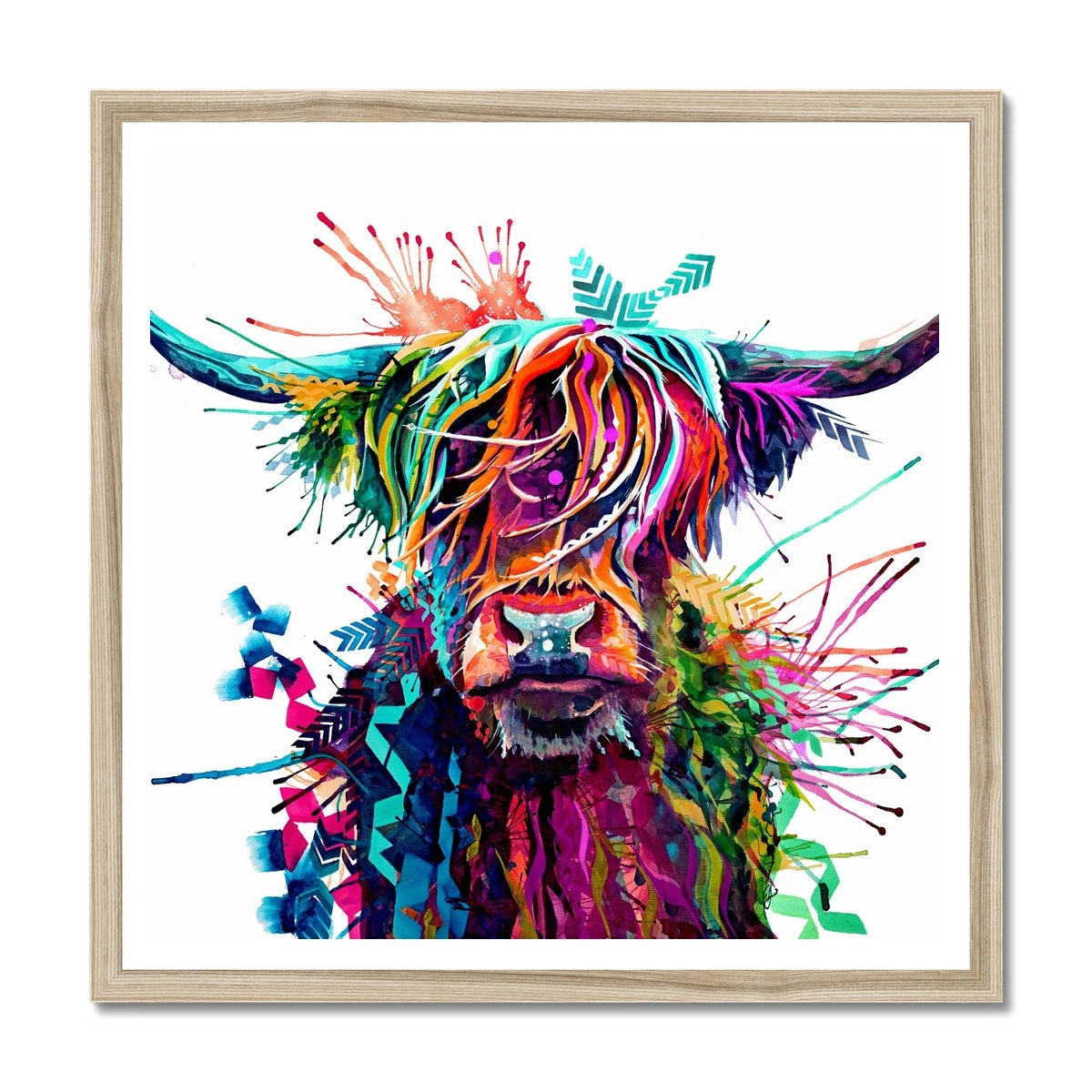 Colorful Cow Colourful Highland Cow Framed Print | Highland Cow Watercolour | Nature ...
