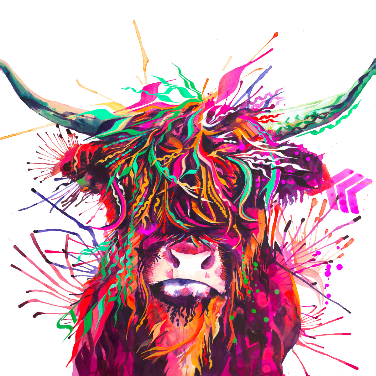 Highland Cow Painting | Highland Cow Painting (UK) | Wall Art | Highland Cow Canvas | Highland Cow Print | Highland Cattle Cushions | Animal Artwork