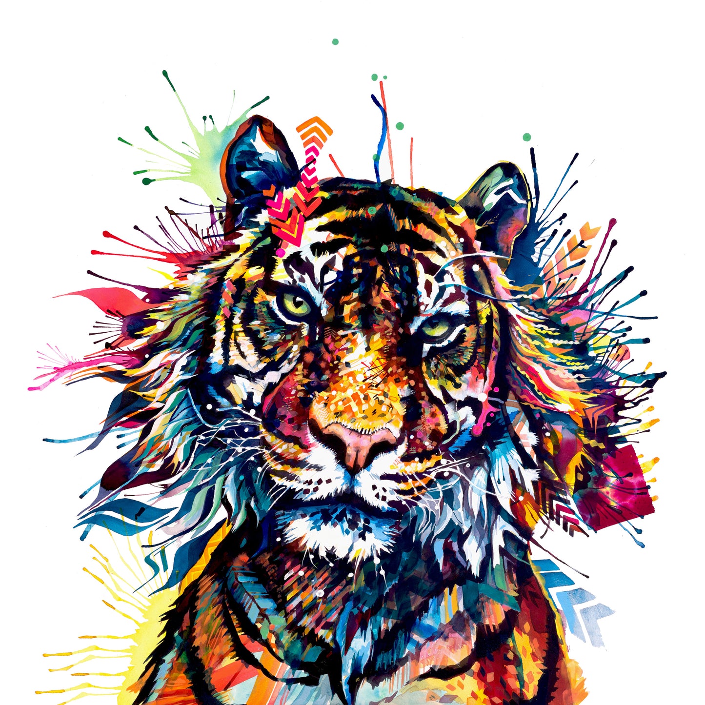 Tiger Artwork | Wall Art | Modern Art | Sarah Taylor | Animal Picture | Colourful Animal Art