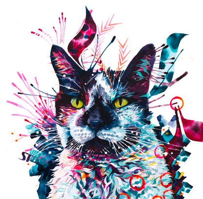 Wall Art | Cat Artwork | Cat Portrait | Cat Painting | Abstract Painting Cat | Wall Art | Pet Photo Portraits | Pet Artwork