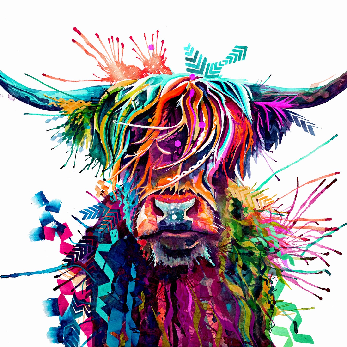 Highland Cow Painting | Highland Cow Painting (UK) | Wall Art | Sarah Taylor | Modern Art | Highland Cow Print | Animal Artwork