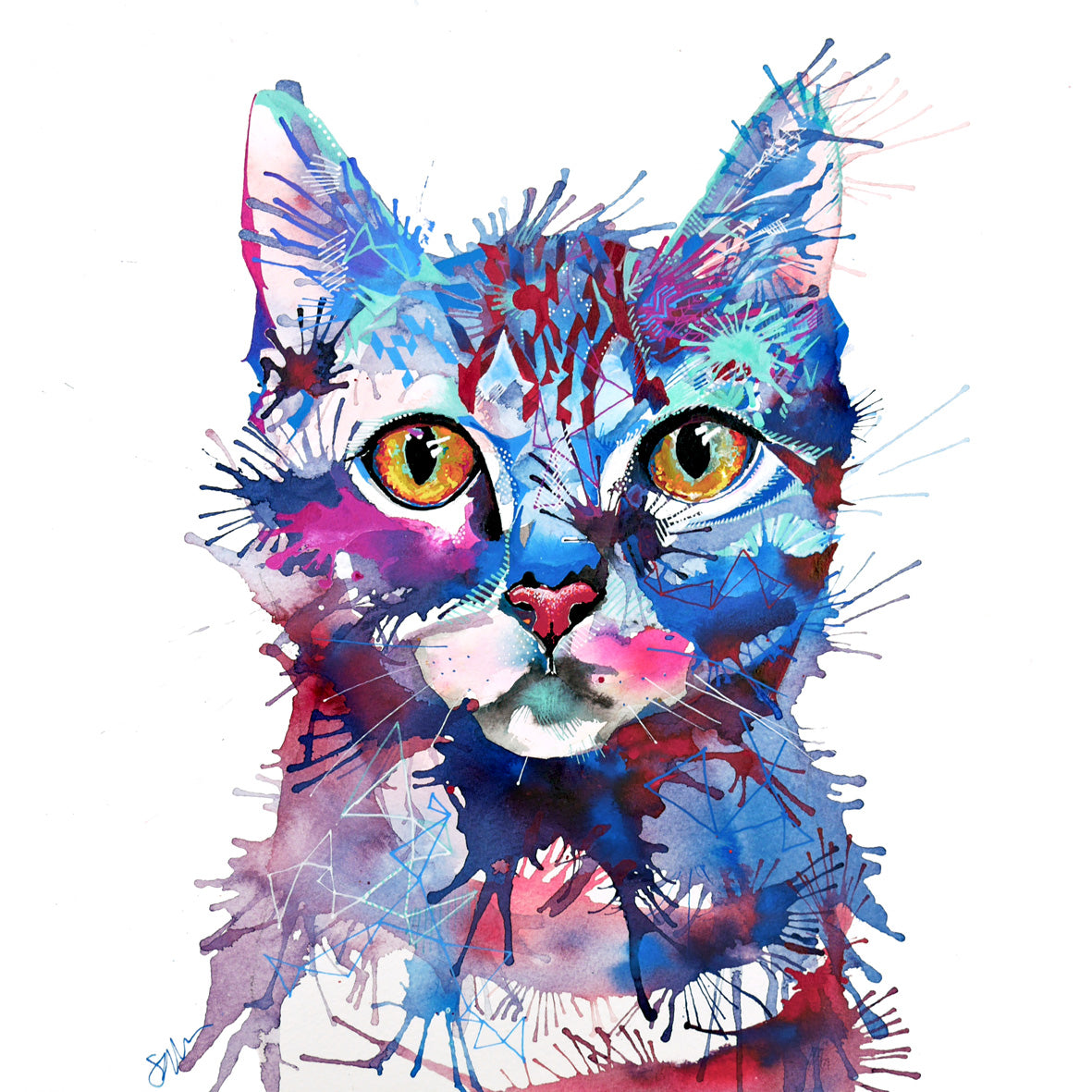 Cat Artwork | Wall Art | Cat Portrait | Cat Painting | Abstract Painting Cat | Abstract Cat Painting | Pet Portrait Art | Pet Photo Portraits