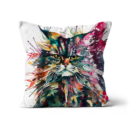 Animal Cushions | Cat Artwork | Cat Portrait | Cat Painting | Animal Art | Colourful Animal Art | Abstract Art